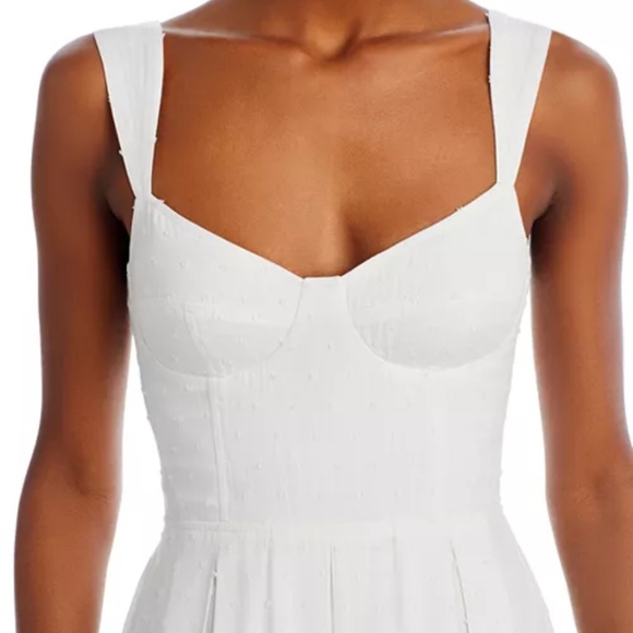 Aqua Corset  Lace Up Stitched Straps Linen White Mini Dress - 100% Exclusive S - Picture 5 of 13